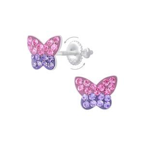 Silver Butterfly Screw Back Earrings